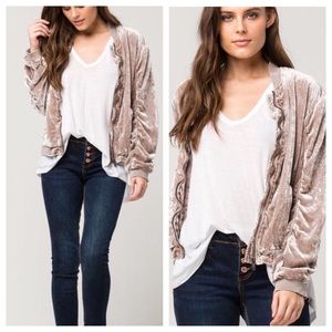 NWOT Free People Velvet & Ruffle Jacket